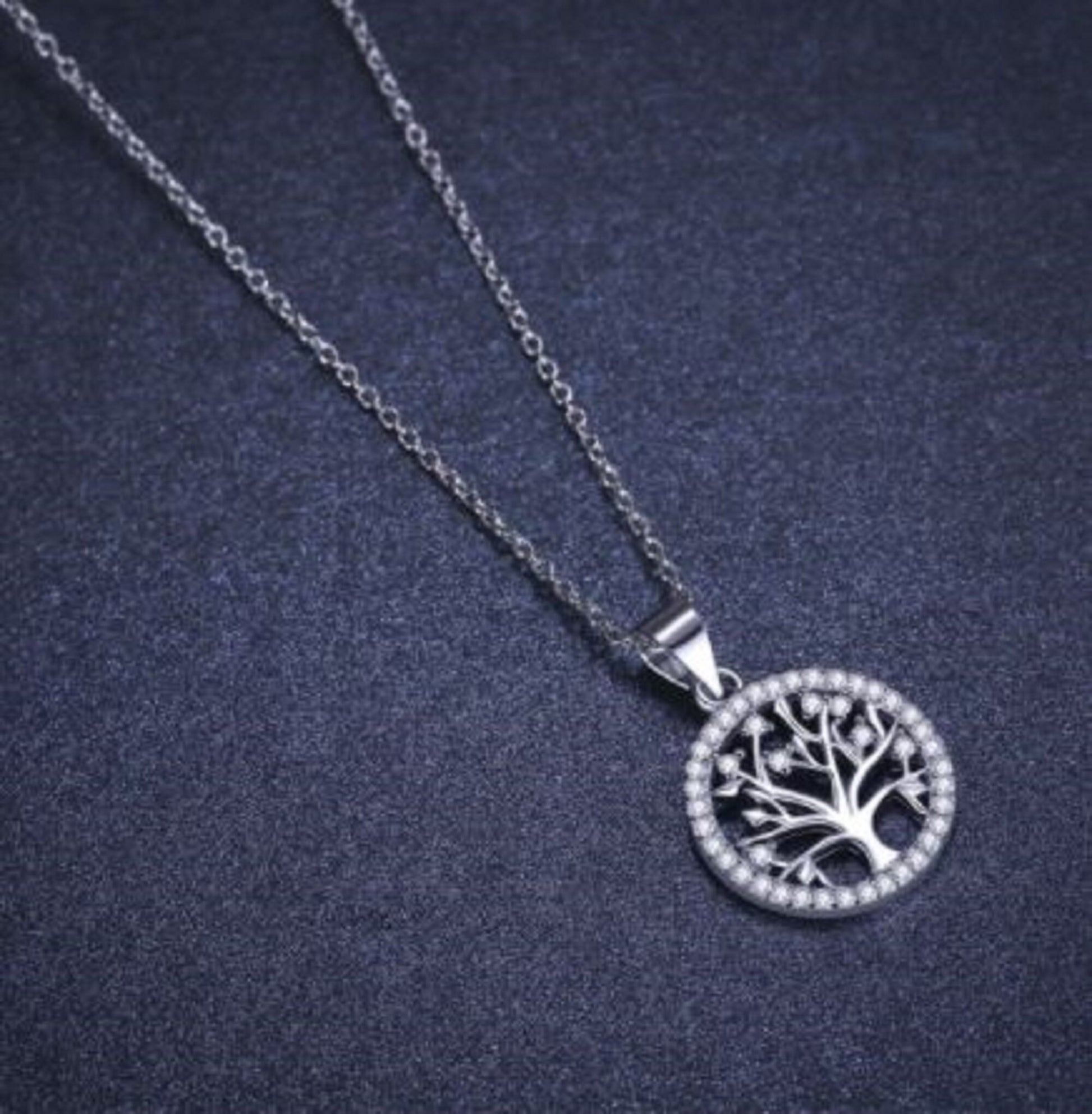 Sterling Silver Tree of Life Necklace with Cubic Zirconia - Friendship, Promise, Mother's Day, Birthday, Just Because