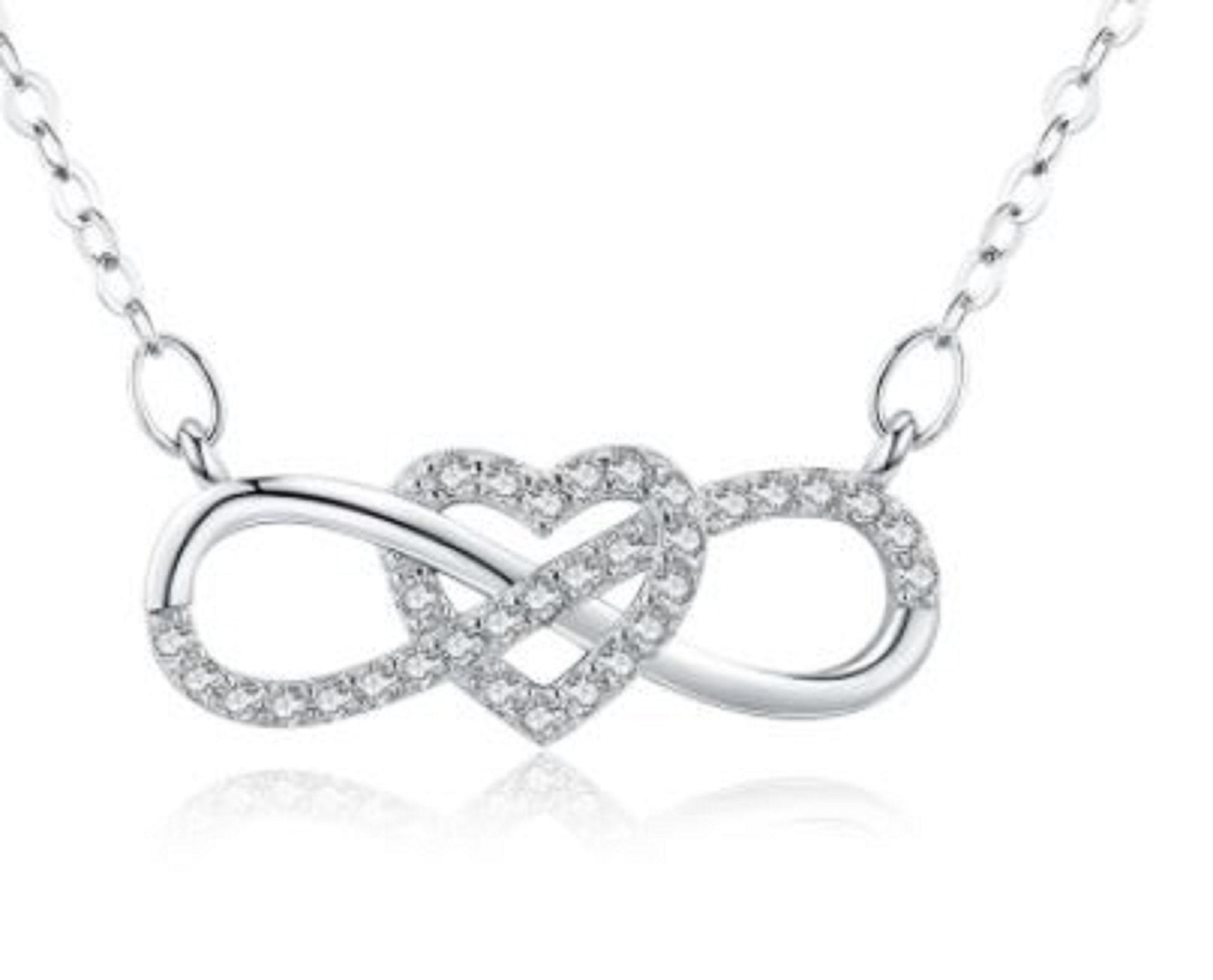 Sterling Silver Heart Infinity Love & Luck Necklace with Cubic Zirconia - Friendship, Promise, Mother's Day, Birthday, Just Because