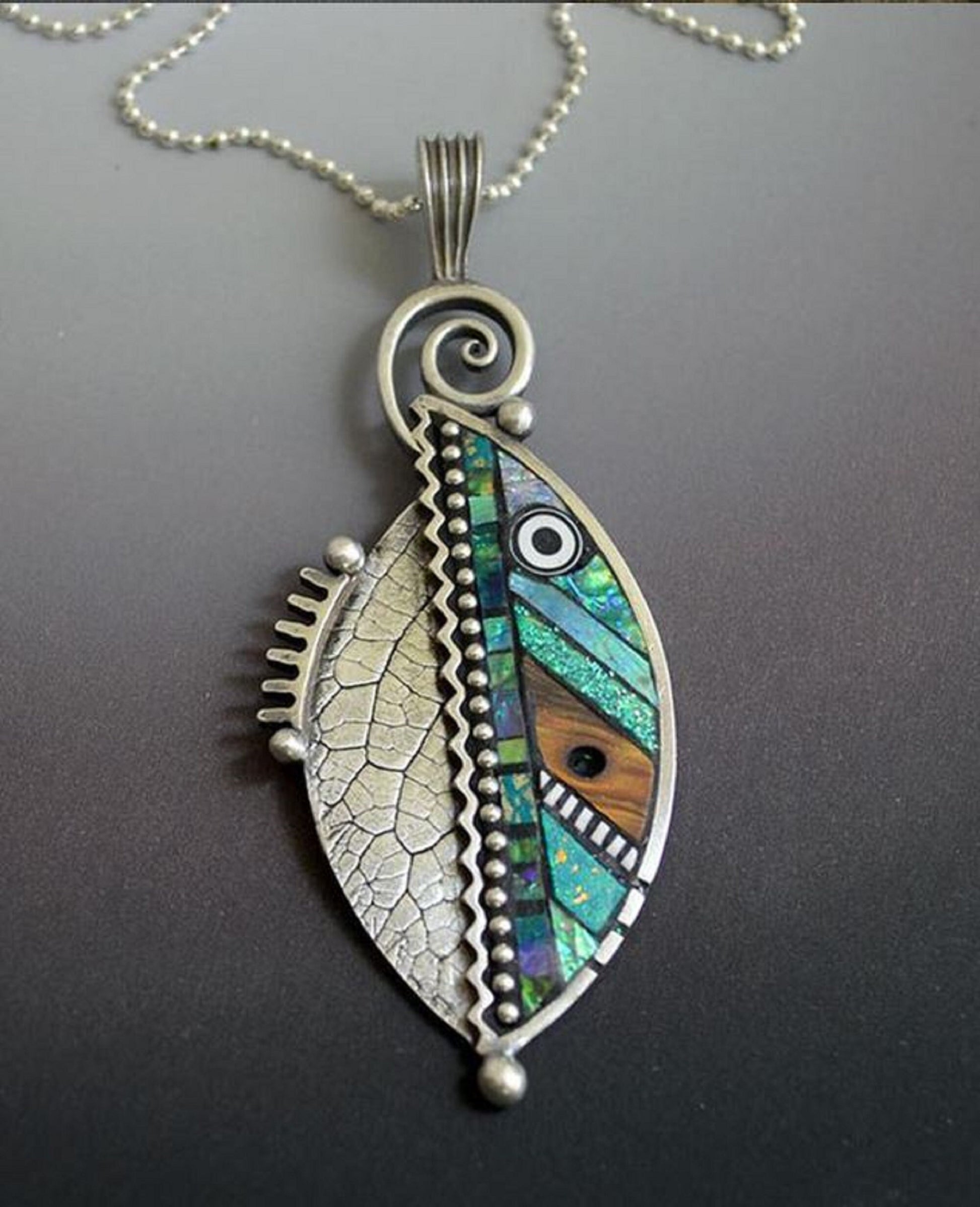 Bohemian Necklace Leaf Pendant Ethnic Vintage Multi-colored- Friendship, Promise, Mother's Day, Birthday, Just Because