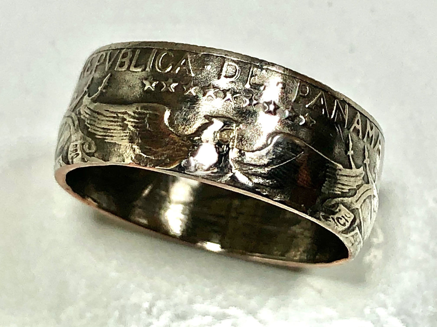 Panama 1/4 Balboa Coin Ring Handmade Personal Jewelry Ring Charm Gift For Friend Coin Ring Gift For Him Her World Coin Collector
