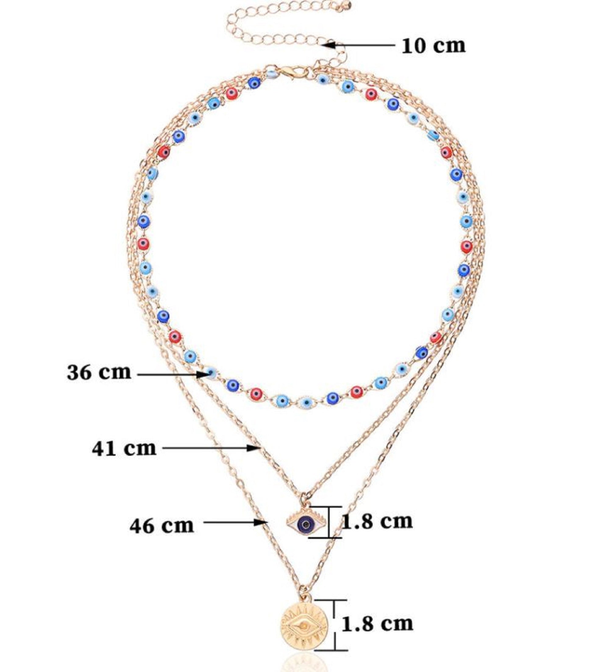 Bohemian Turkish Evil Eye Multilayer Beaded Necklace For Women Devil Pendant Choker - Good Luck, Friendship, Just Because