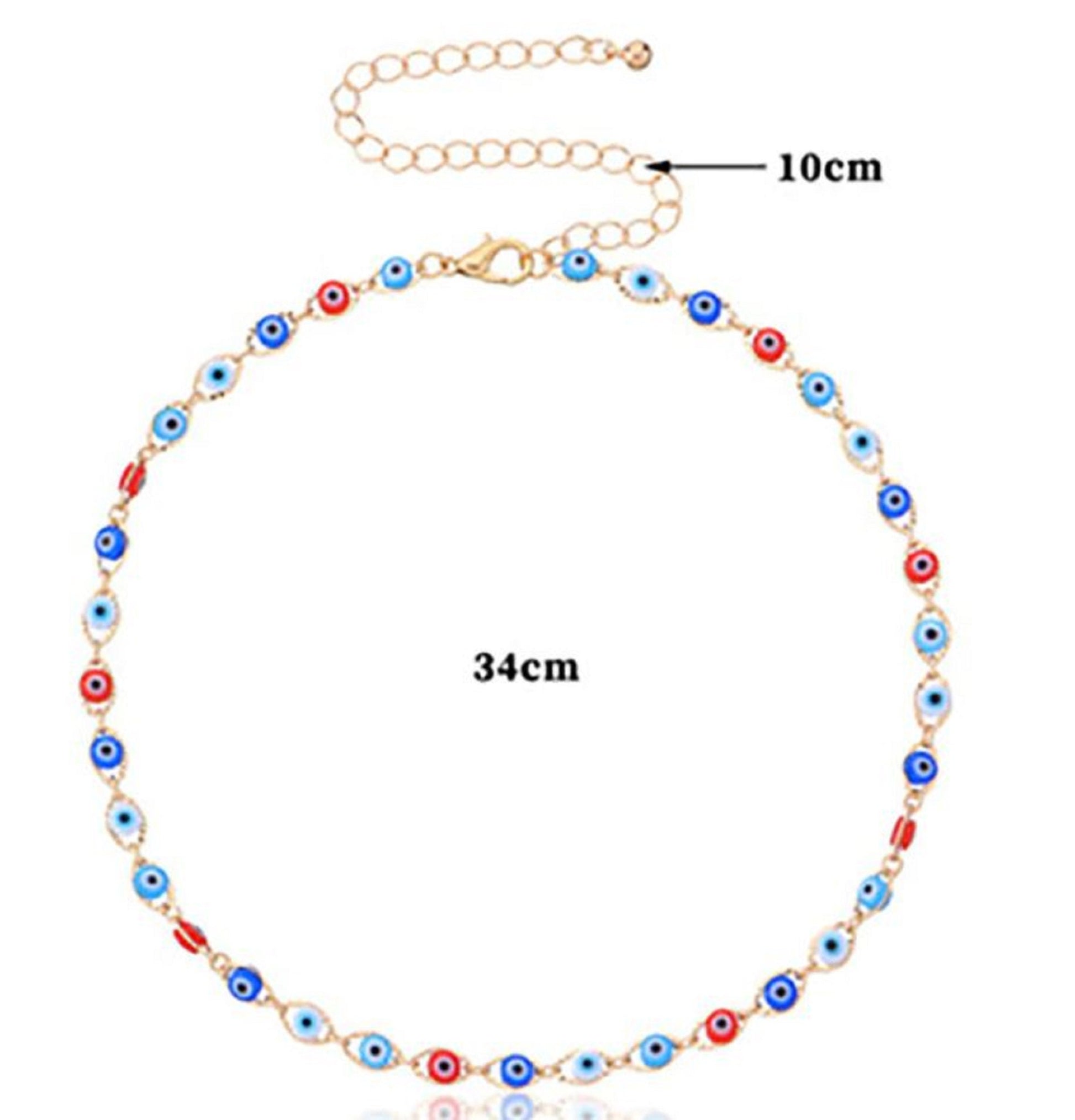 Bohemian Turkish Evil Eye Multilayer Beaded Necklace For Women Devil Pendant Choker - Good Luck, Friendship, Just Because