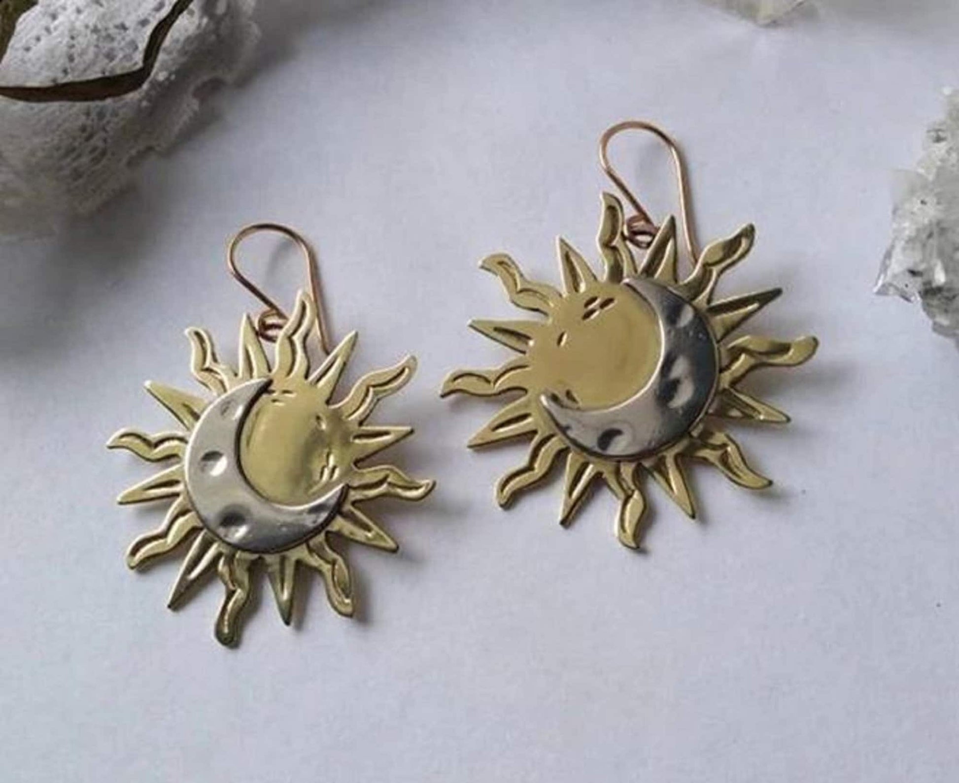 Bohemian Sun and Moon Earrings Drop Style for Women Boho - Gift for Her, Birthday, Just Because, Special Occasion