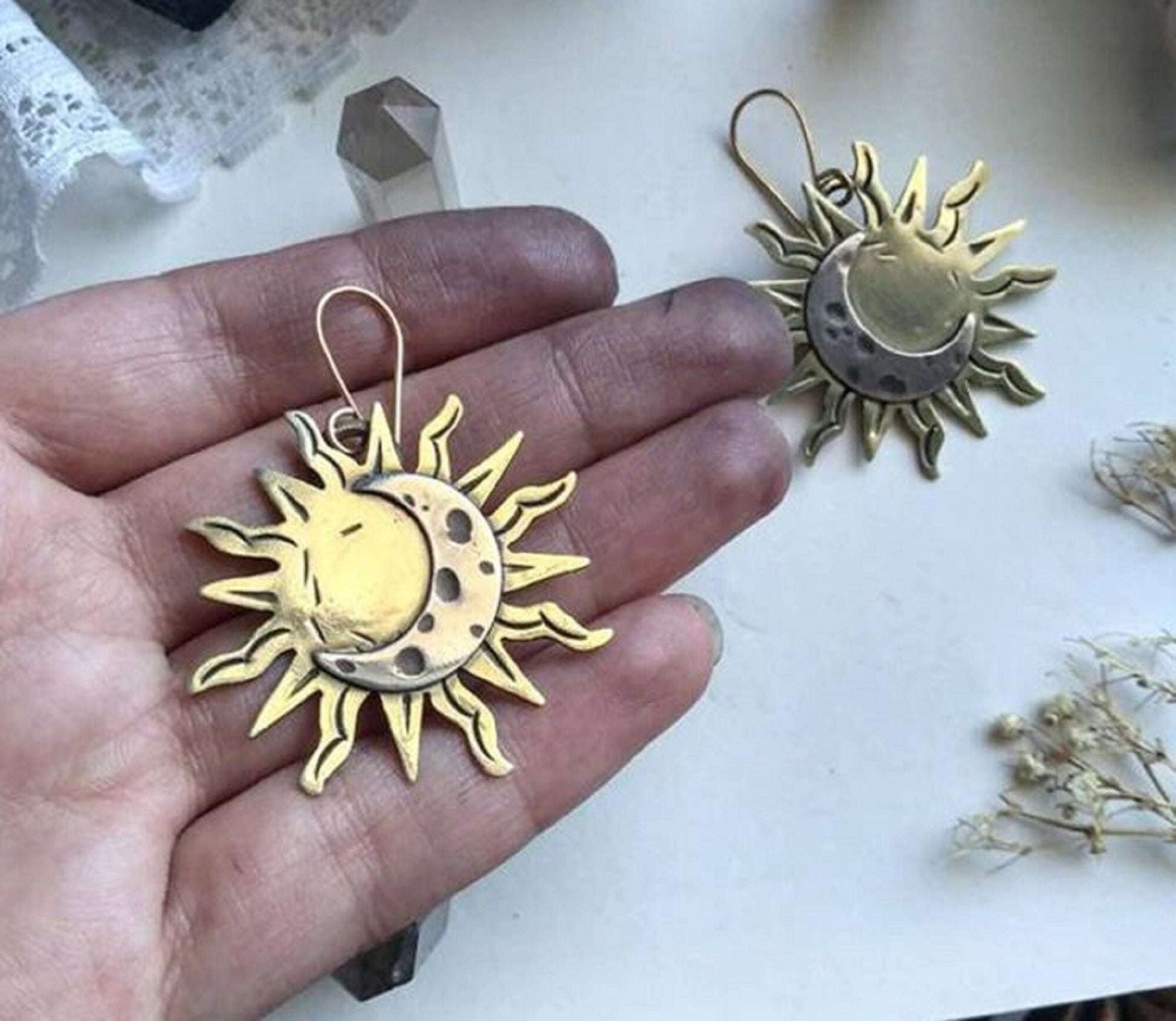 Bohemian Sun and Moon Earrings Drop Style for Women Boho - Gift for Her, Birthday, Just Because, Special Occasion