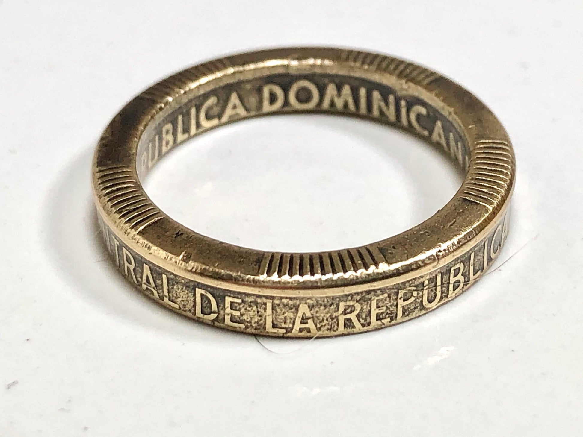 Dominican Coin Ring Dominica 5 Pesos Handmade Personal Vintage Charm Jewelry Ring Gift For Friend Ring Gift For Him Her World Coin Collector