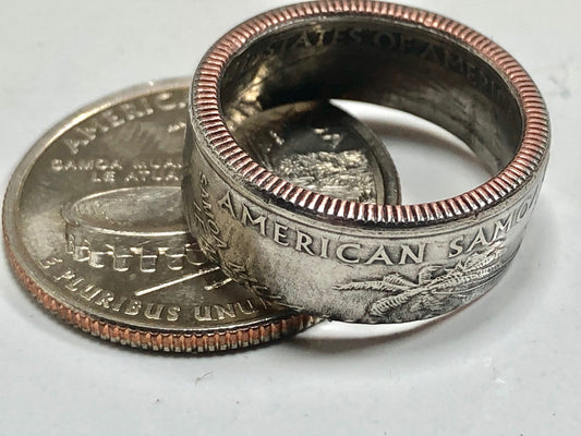 USA Ring American Samoa Quarter Coin Ring