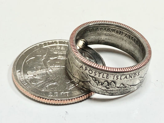 USA Ring Wisconsin Apostle Islands National Lakeshore Quarter Coin Ring