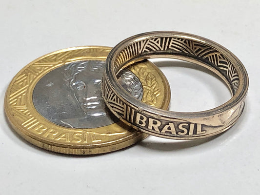 Brazil Coin Ring Vintage Brazilian 1 Real Handmade Personal Jewelry Ring Gift For Friend Coin Ring Gift For Him Her World Coin Collector