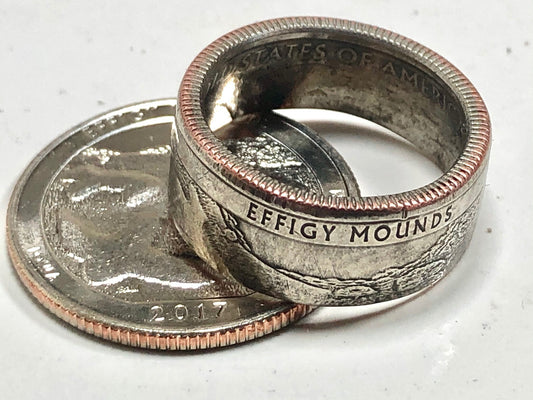 USA Ring Iowa Effigy Mounds National Monument Quarter Coin Ring