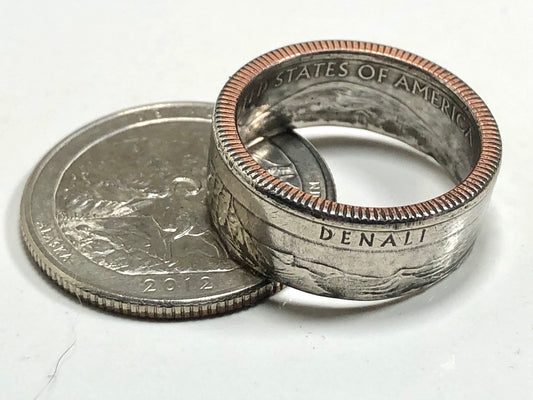 USA Ring Alaska Denali National Park Quarter Coin Ring
