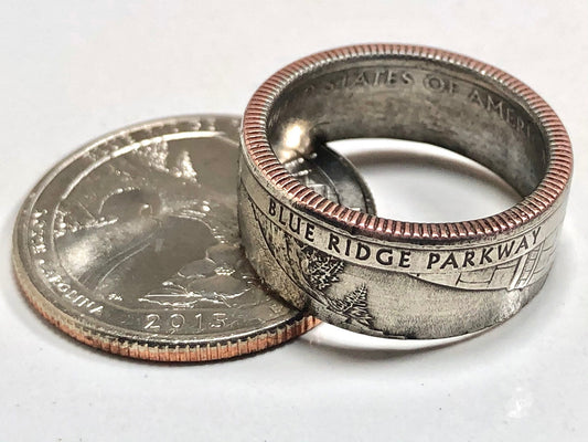 USA Ring North Carolina Blue Ridge Parkway Quarter Coin Ring
