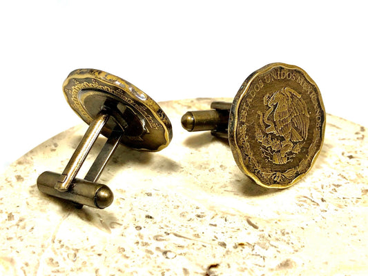 Mexico Coin Cufflinks Mexican Custom Made Personal Cufflinks Old Vintage Handmade Jewelry Gift Friend Charm For Him Her World Coin Collector