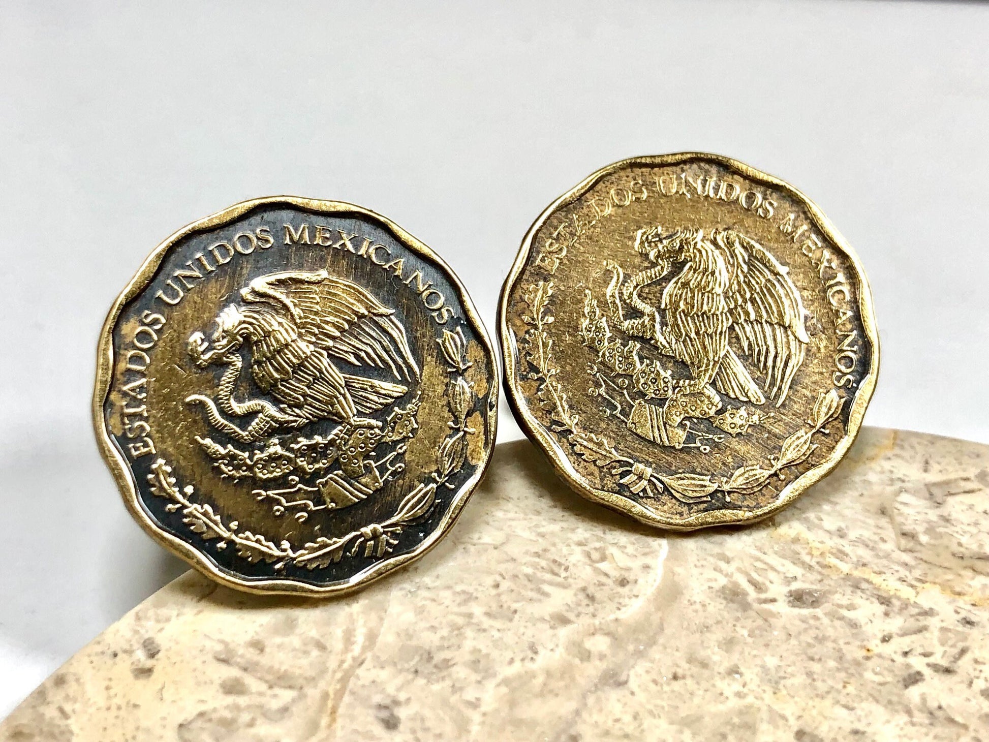 Mexico Coin Cufflinks Mexican Custom Made Personal Cufflinks Old Vintage Handmade Jewelry Gift Friend Charm For Him Her World Coin Collector