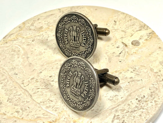 India Coin Cuff Links East Indian Custom Made Vintage and Rare coins - Coin Enthusiast - Suit and Tie Accessory