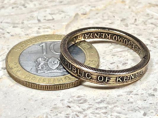 Republic of Kenya Ring Vintage Kenyan 10 Shilling Ring Handmade Jewelry Gift For Friend Coin Ring Gift For Him Her World Coin Collector