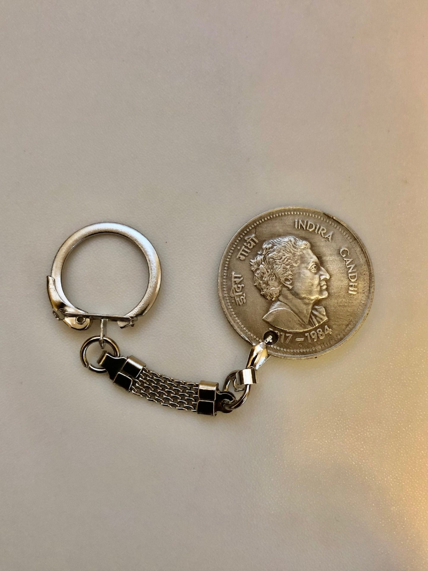 India Coin Keychain Indian 5 Rupees Rare Find Vintage Antique Finished By Hand Personal & Limited Supply -