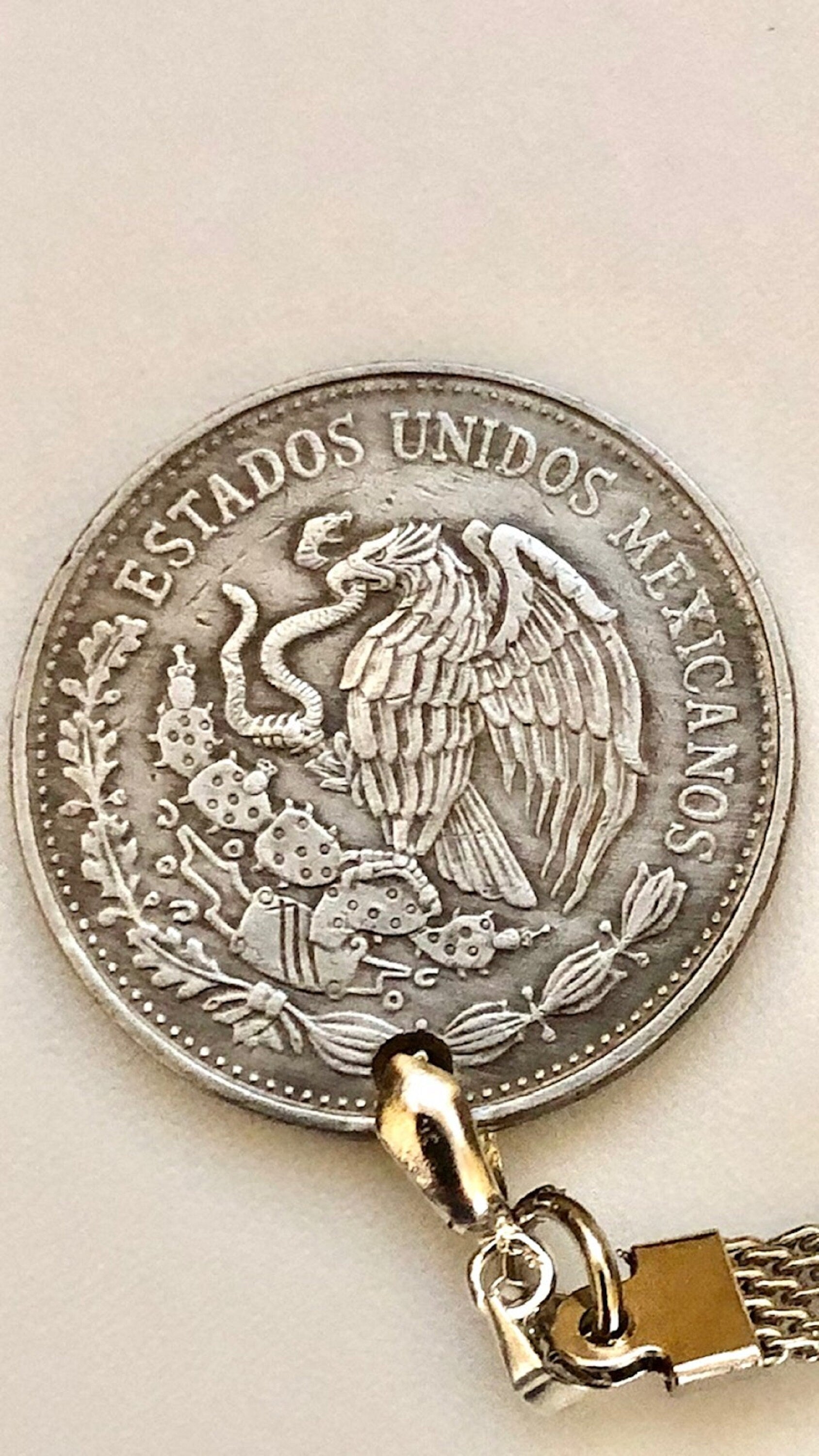 Mexico Coin Keychain Mexican 10 Pesos Rare Find Personal Old Vintage Handmade Jewelry Gift Friend Charm For Him Her World Coin Collector