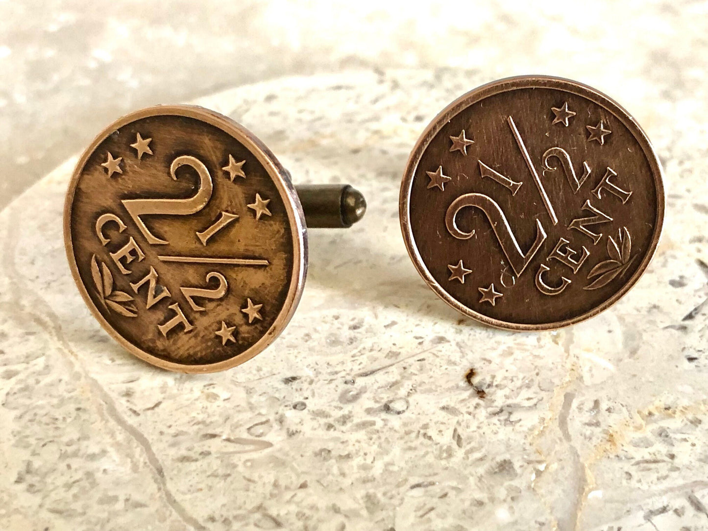 Netherlands Coin Cuff Links 2 1/2 Cents Custom Made Vintage and Rare coins - Coin Enthusiast - Suit and Tie Accessory