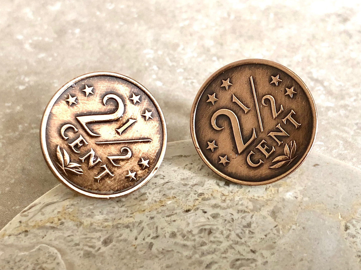 Netherlands Coin Cuff Links 2 1/2 Cents Custom Made Vintage and Rare coins - Coin Enthusiast - Suit and Tie Accessory