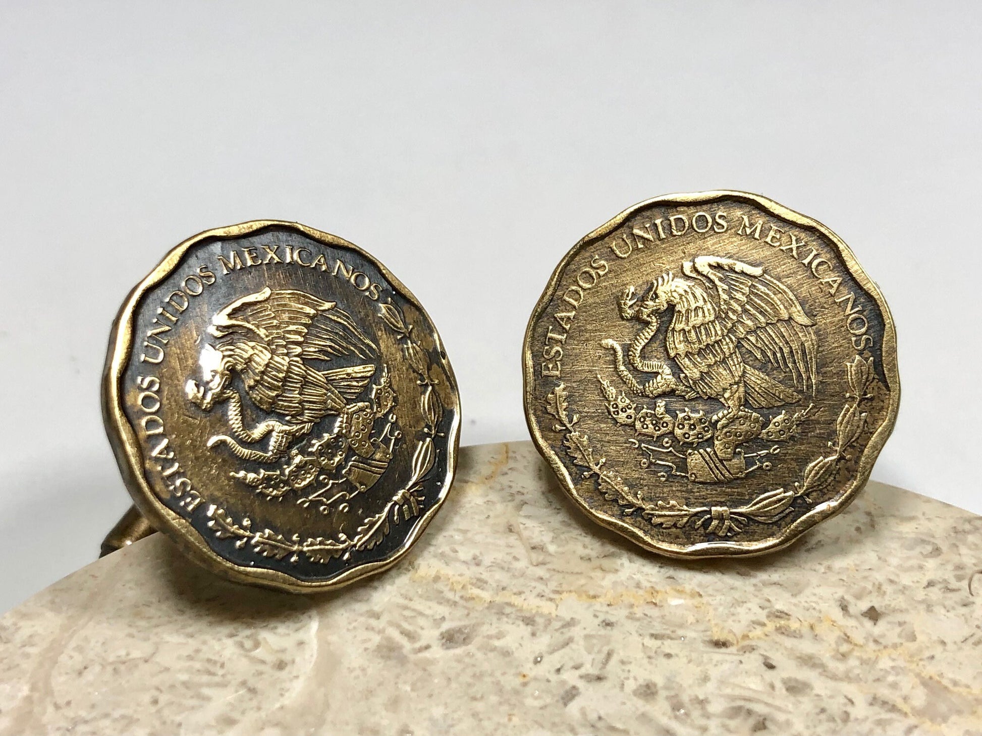 Mexico Coin Cufflinks Mexican Custom Made Personal Cufflinks Old Vintage Handmade Jewelry Gift Friend Charm For Him Her World Coin Collector