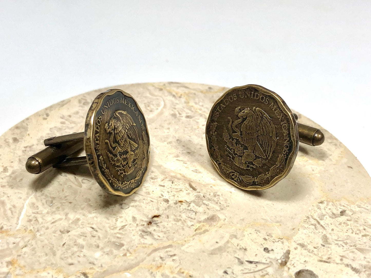Mexico Coin Cufflinks Mexican Custom Made Personal Cufflinks Old Vintage Handmade Jewelry Gift Friend Charm For Him Her World Coin Collector