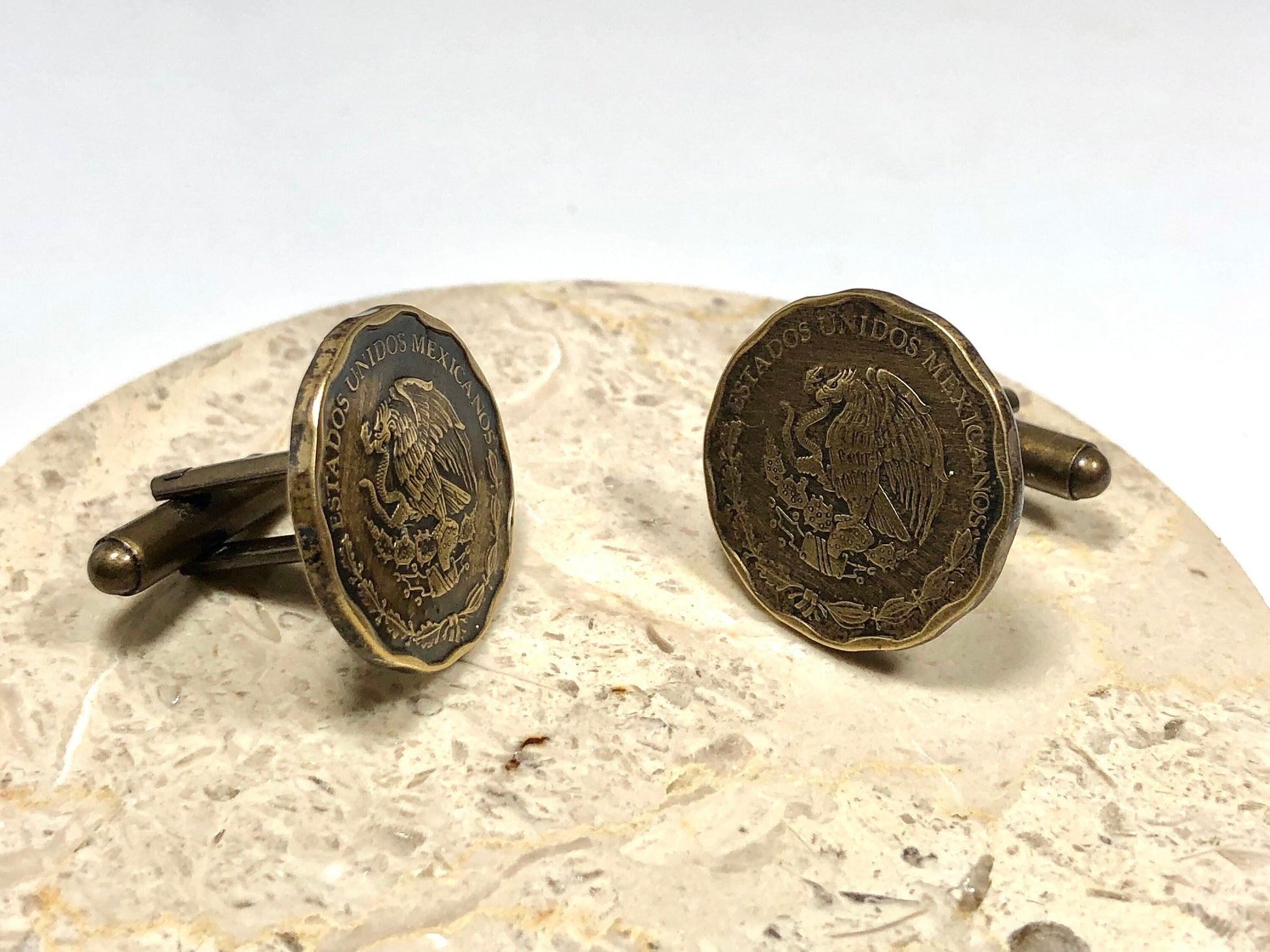 Mexico Coin Cufflinks Mexican Custom Made Personal Cufflinks Old Vintage Handmade Jewelry Gift Friend Charm For Him Her World Coin Collector