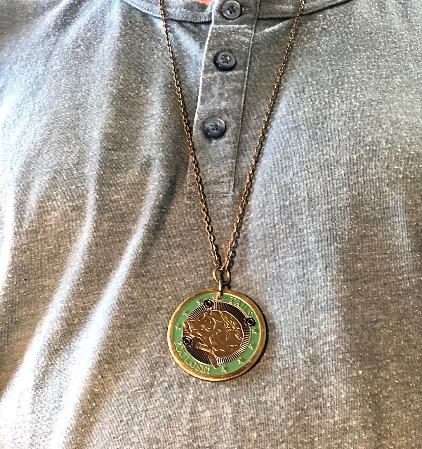 Heads We Win Medallion Coin Necklace Tails You Lose Rare Find Vintage Limited Supply - Great Conversational Item