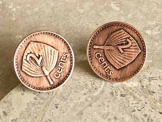 Fiji Coin Cuff Links Fijian 2 Cents Custom Made Vintage and Rare coins - Coin Enthusiast - Suit and Tie Accessory