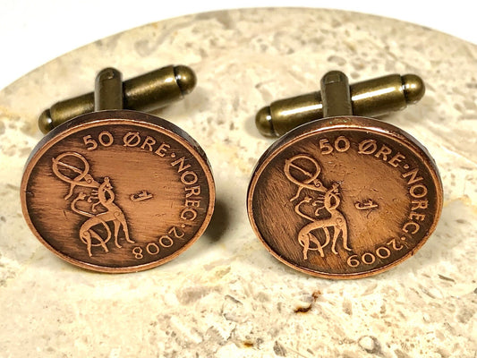 Norway Coin Cuff Links Norwegian 50 Ore Custom Made Vintage and Rare coins - Cufflinks Coin Enthusiast - Suit and Tie Accessory