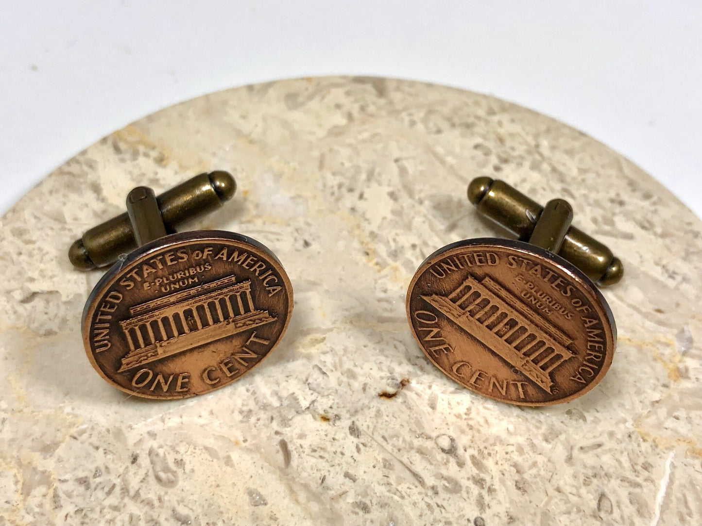 United States Penny Coin Cuff Links USA Cent Cufflinks Personal Vintage Handmade Jewelry Gift Friend Charm For Him Her World Coin Collector