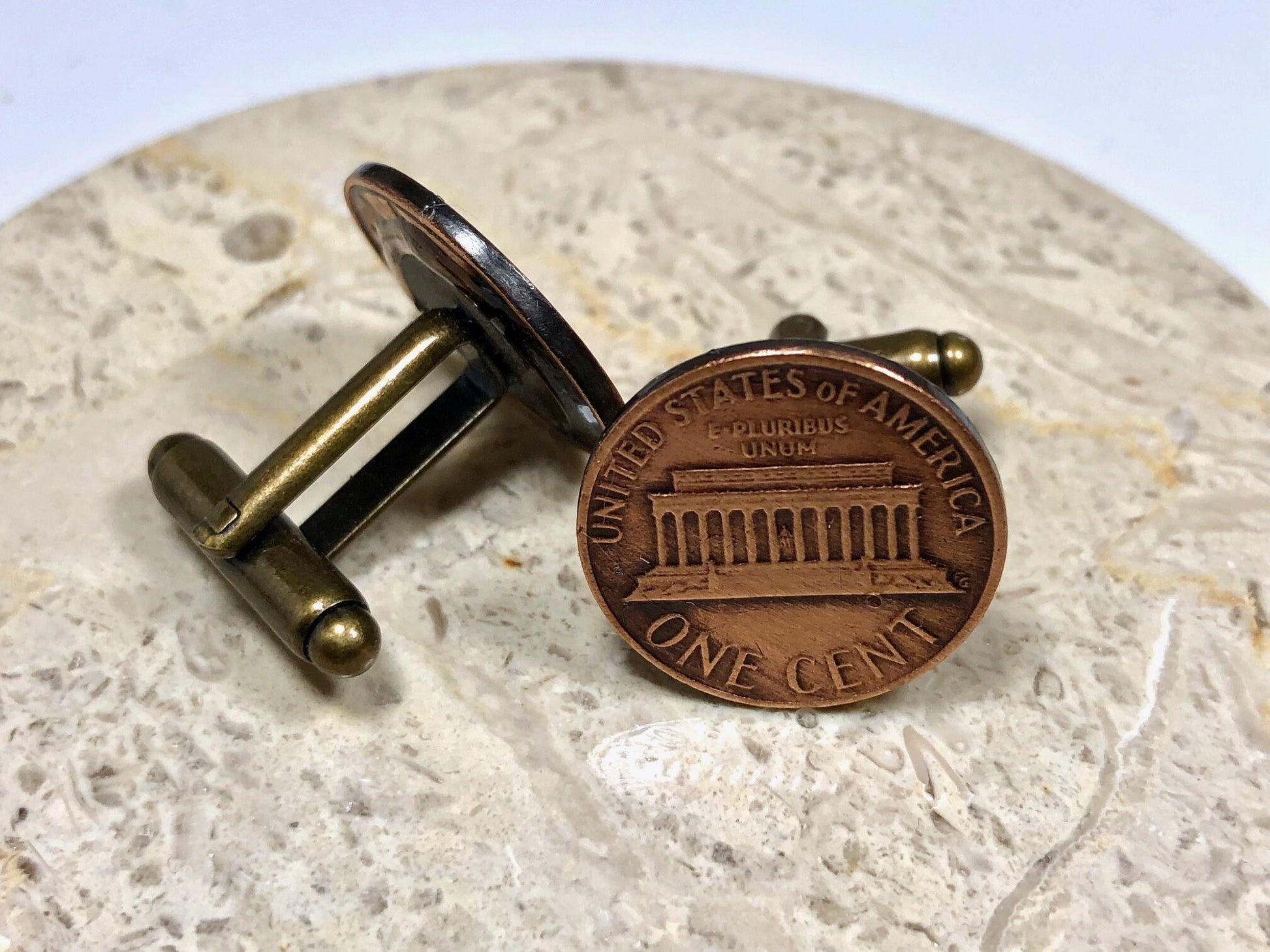 United States Penny Coin Cuff Links USA Cent Cufflinks Personal Vintage Handmade Jewelry Gift Friend Charm For Him Her World Coin Collector