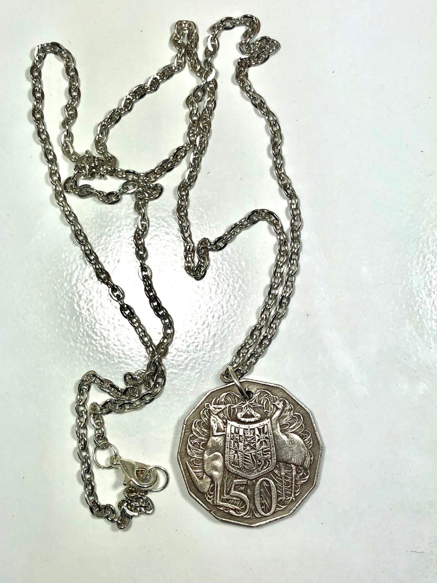 Australia Necklace Coin Australian 50 Cent Personal Necklace Old Vintage Handmade Jewelry Gift Friend Charm For Him Her World Coin Collector