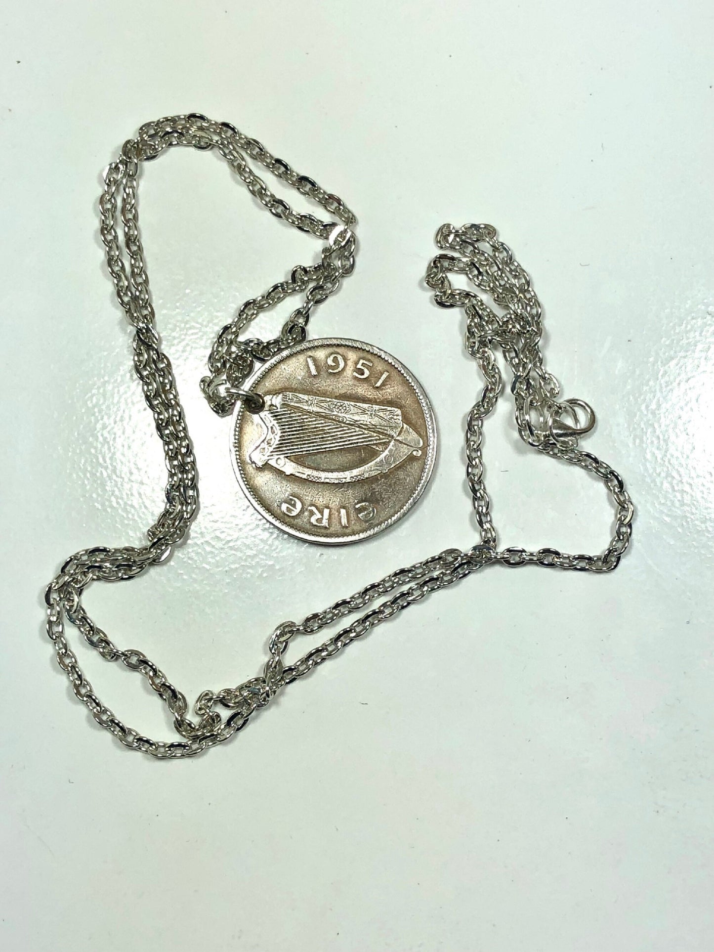 Ireland Necklace Coin Chain Irish Half Crown Coroin Horse Celtic Harp Custom Made Vintage & Rare Coins Coin Enthusiast - Choose Your Year