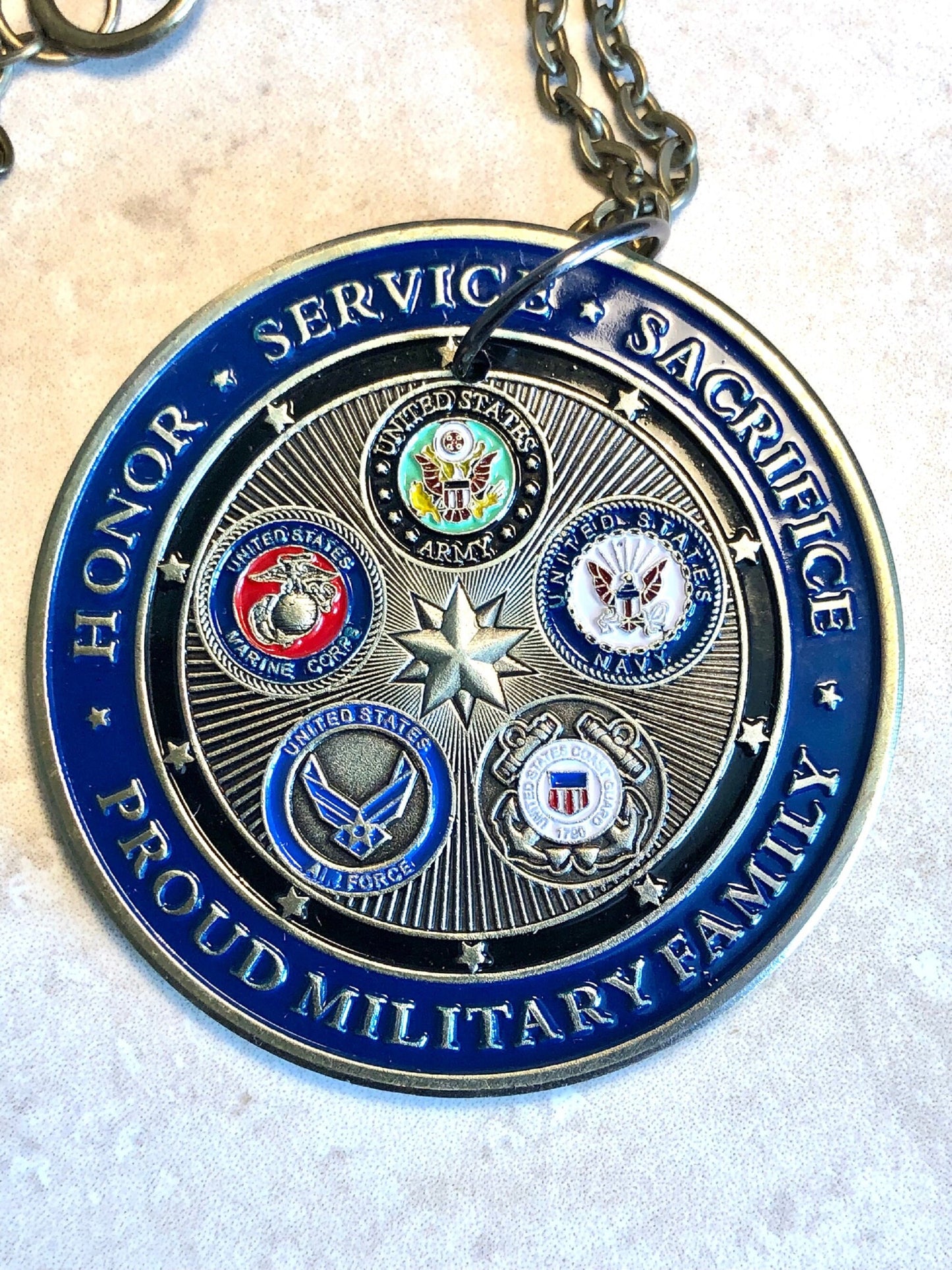 Military Medallion Coin Necklace Rare Find USA Army, Air Force, Marine, Navy Personal & Limited Supply