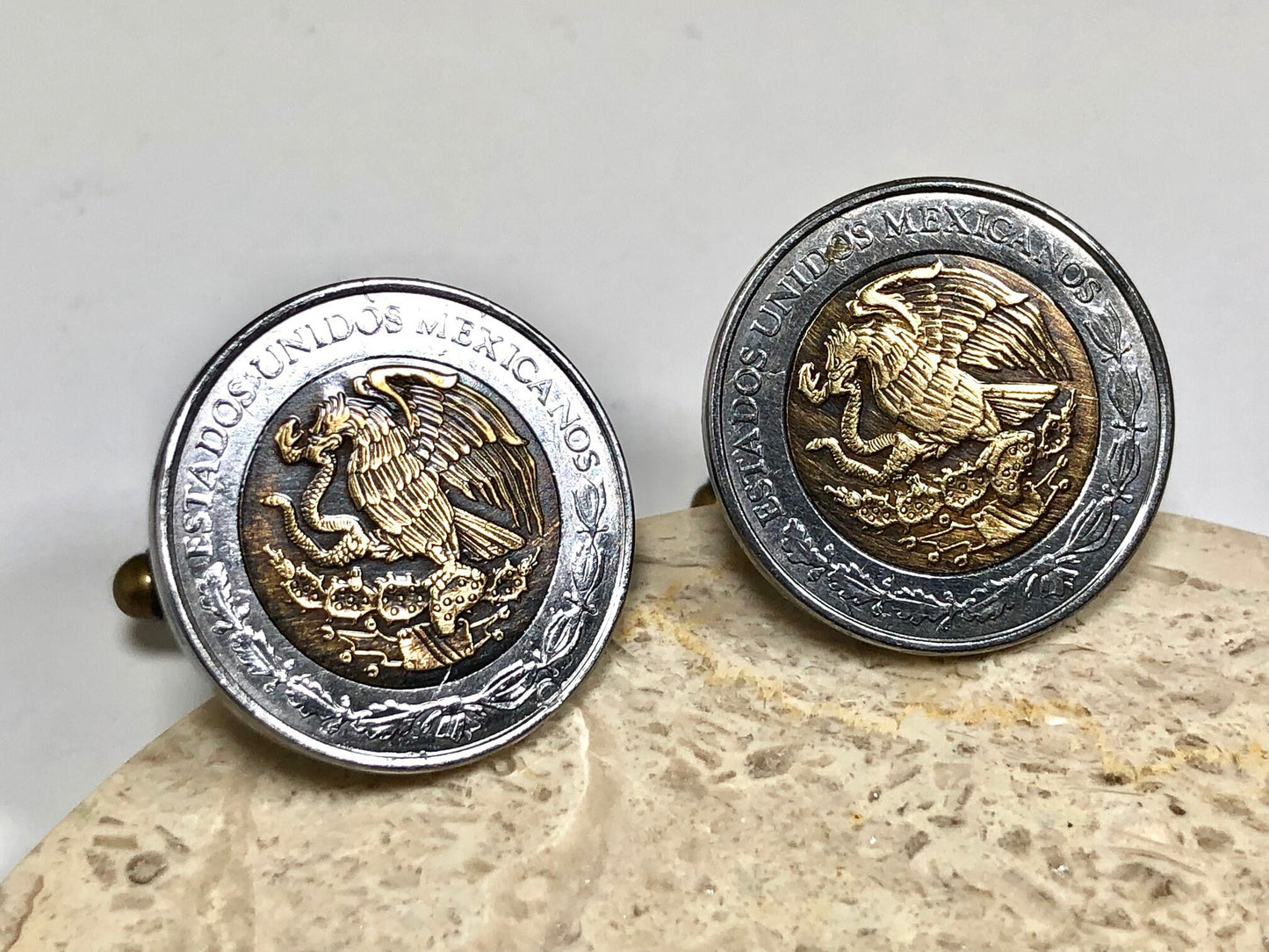 Mexico Coin Cuff Links Mexican One Peso Personal Cufflinks Old Vintage Handmade Jewelry Gift Friend Charm For Him Her World Coin Collector