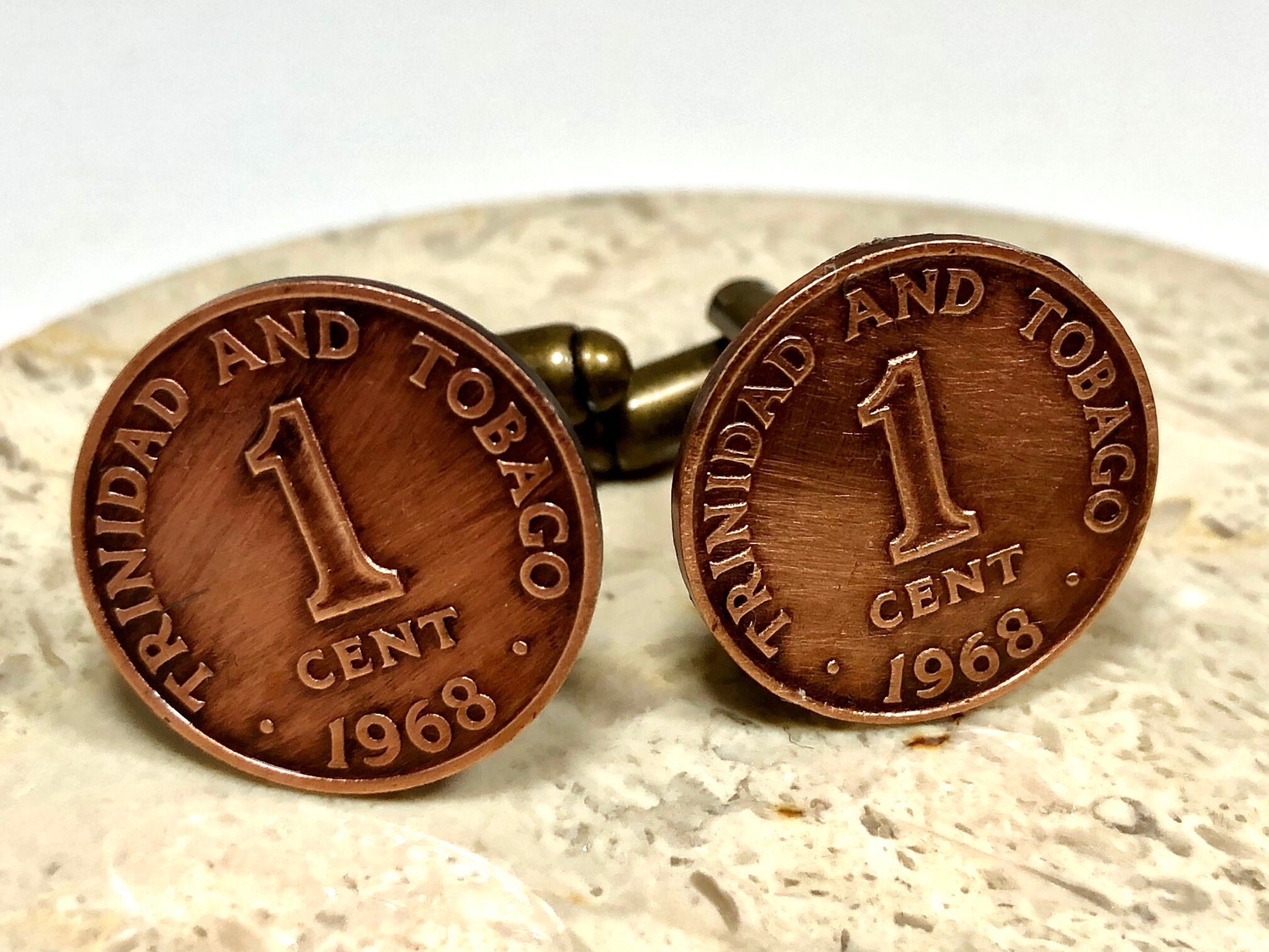 Trinidad and Tobago Coin Cuff Links Trinidadian 1 Penny Custom Made Cufflinks Coin Enthusiast Personal Jewelry World Coin Collector