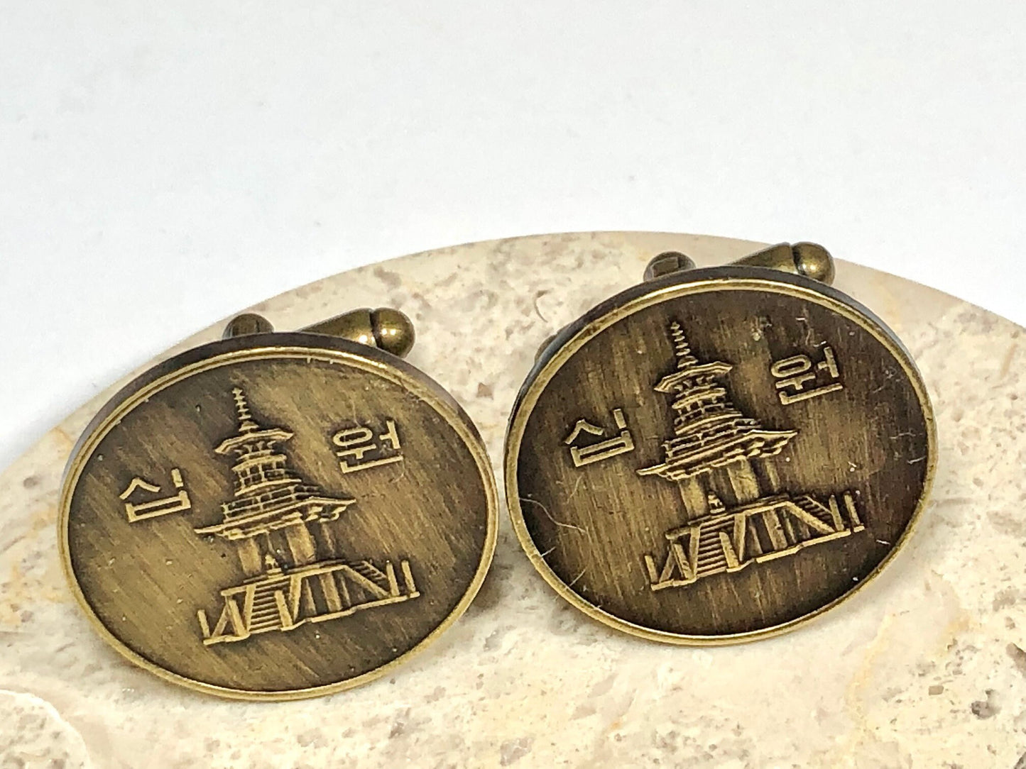 South Korea Coin Cuff Links Korean 10 Won Custom Made Vintage Personal Handmade Jewelry Gift Friend Charm For Him Her World Coin Collector