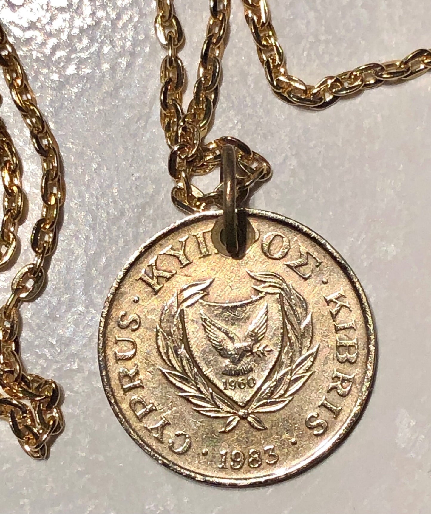 Cyprus Coin Pendant Necklace Cypriot 5 Cents Bull Personal Old Vintage Handmade Jewelry Gift Friend Charm For Him Her World Coin Collector