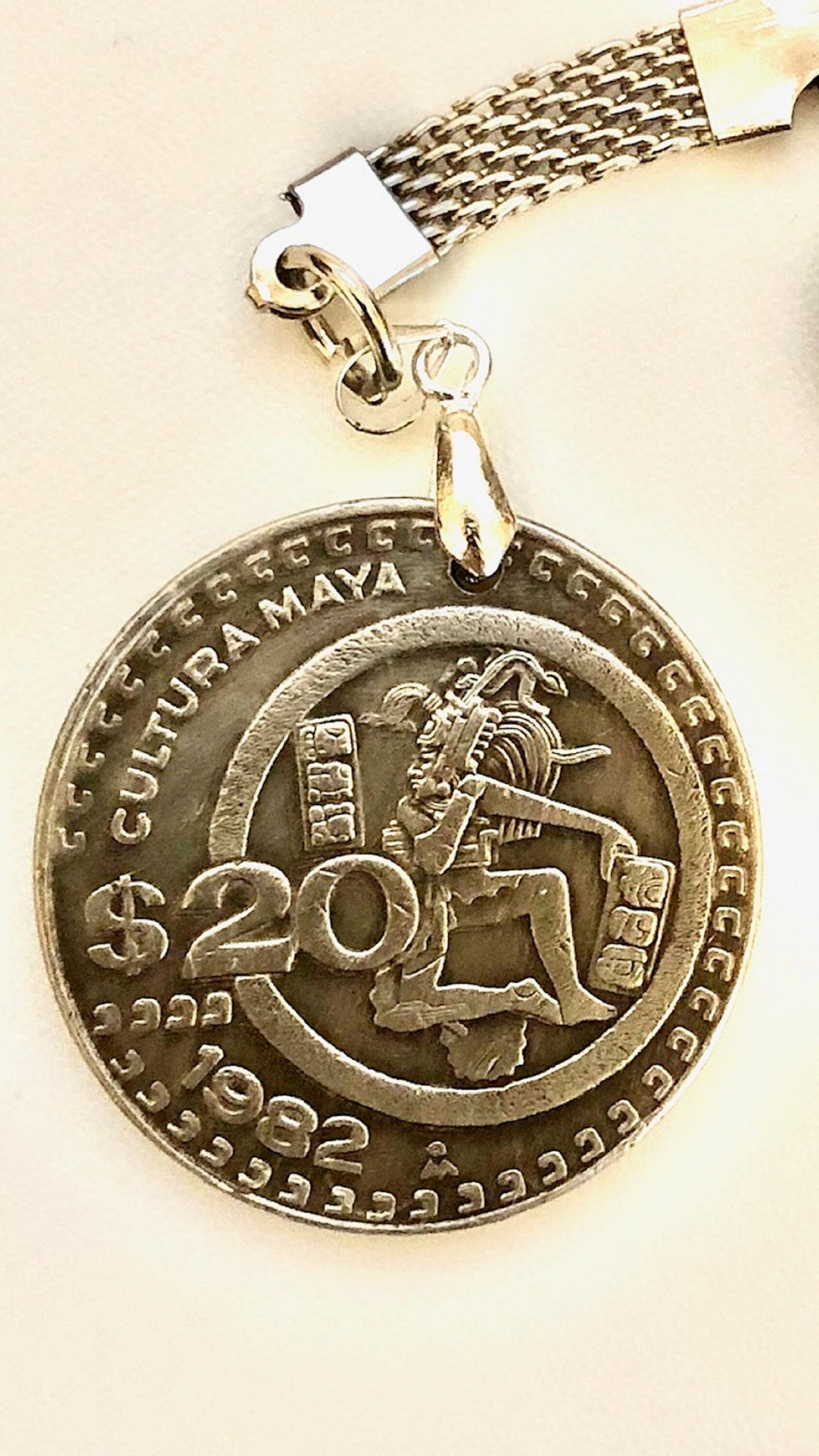 Mexico Coin Keychain Mexican 10 Pesos Rare Find Personal Old Vintage Handmade Jewelry Gift Friend Charm For Him Her World Coin Collector