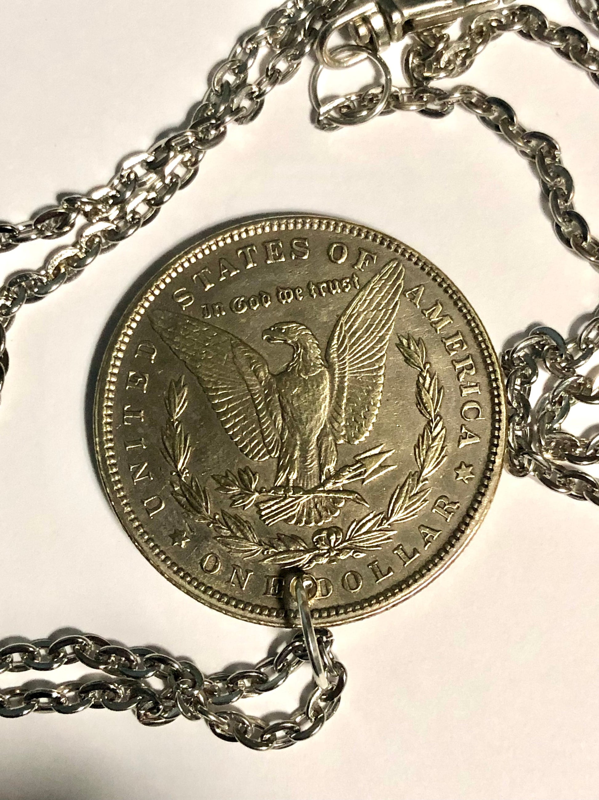 Girl in the Water Medallion Coin Pendant Necklace Custom Made Vintage Novelty Coins USA Morgan Dollar Eagle - Coin Enthusiast