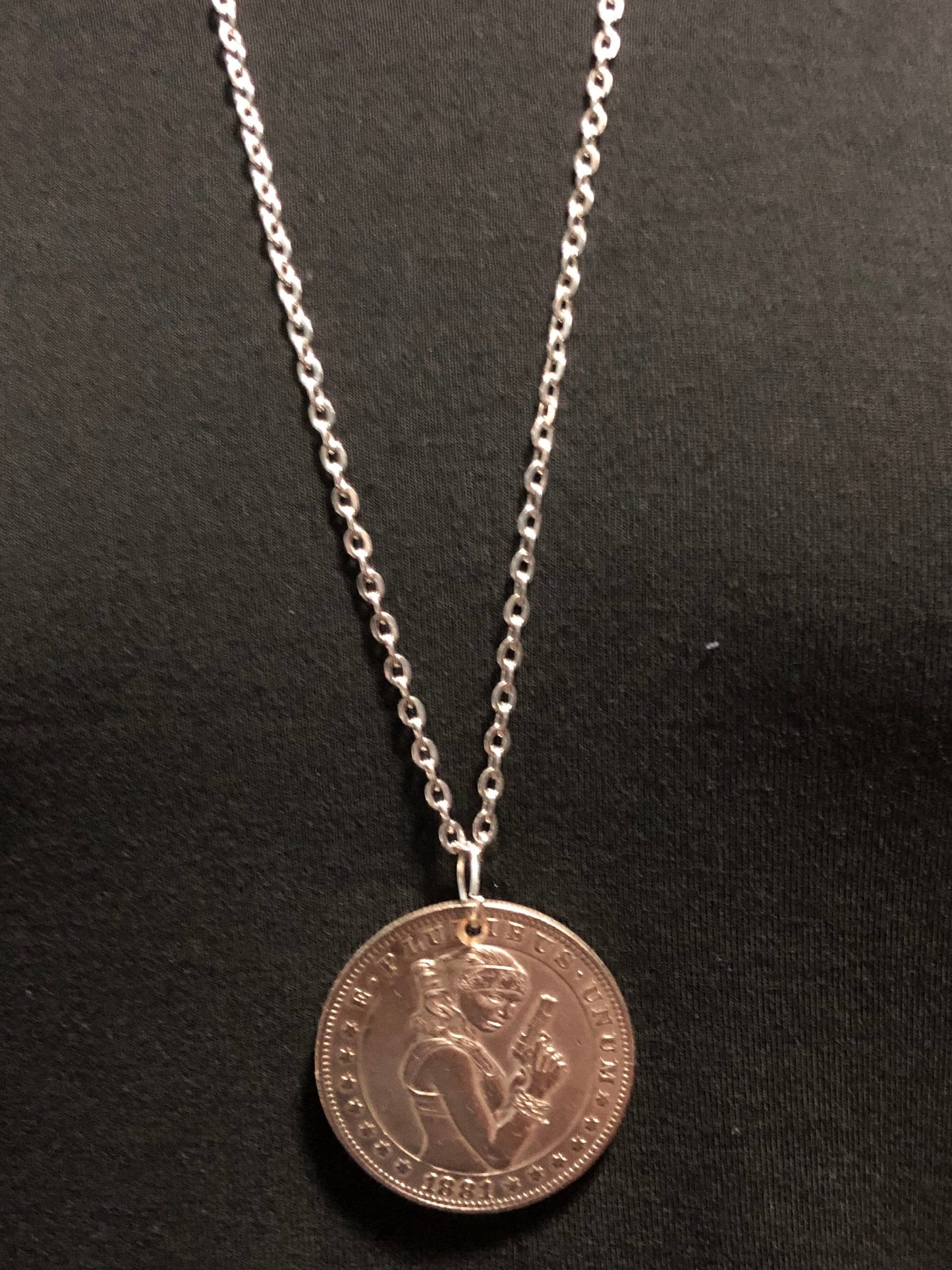 Girl with Pistol Medallion Coin Pendant Necklace Custom Made Vintage Novelty Coins USA Morgan Dollar Eagle - Coin Enthusiast