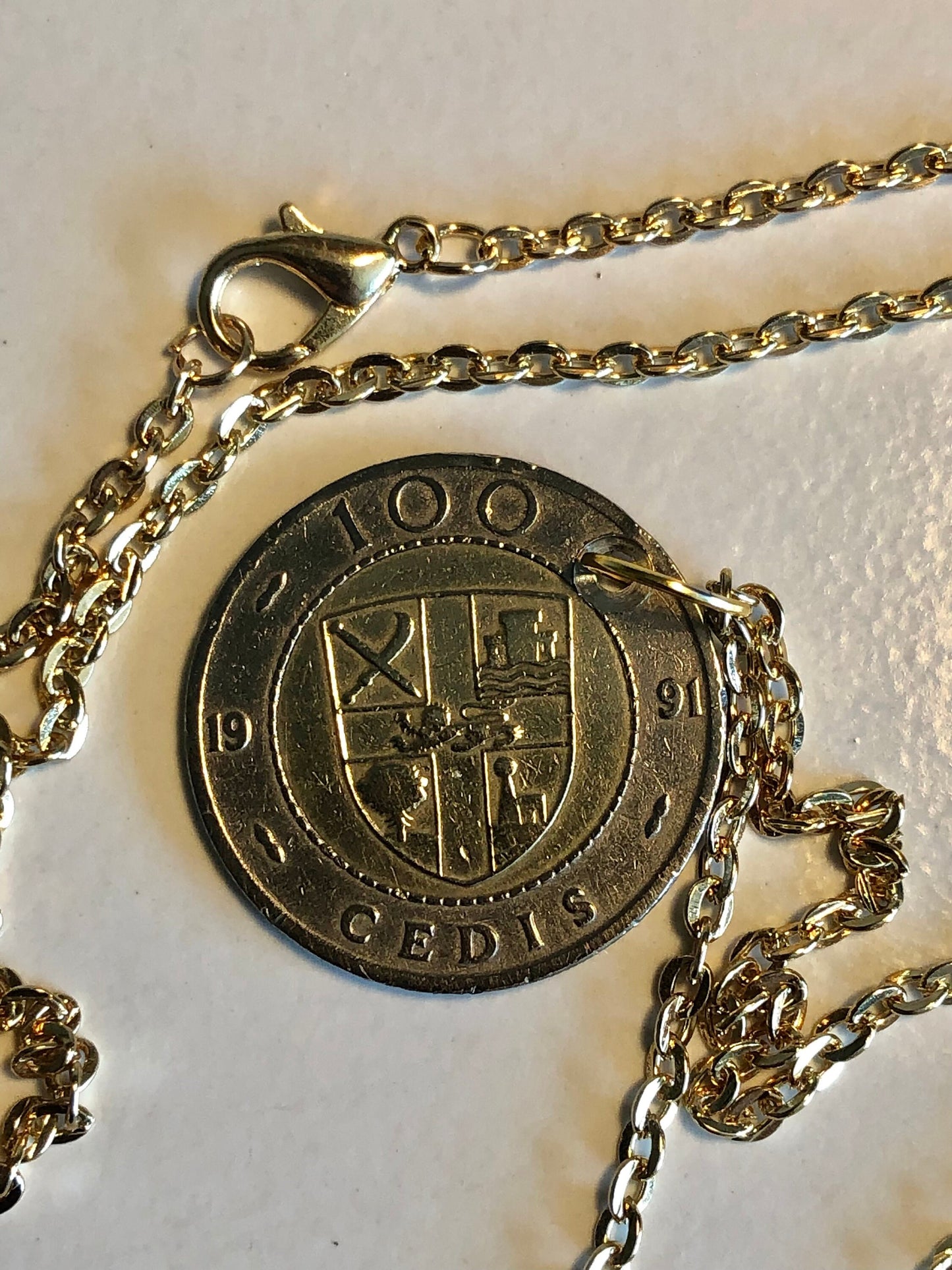 Ghana Coin Pendant 100 Cedis 1991 Personal Necklace Old Vintage Handmade Jewelry Gift Friend Charm For Him Her World Coin Collector