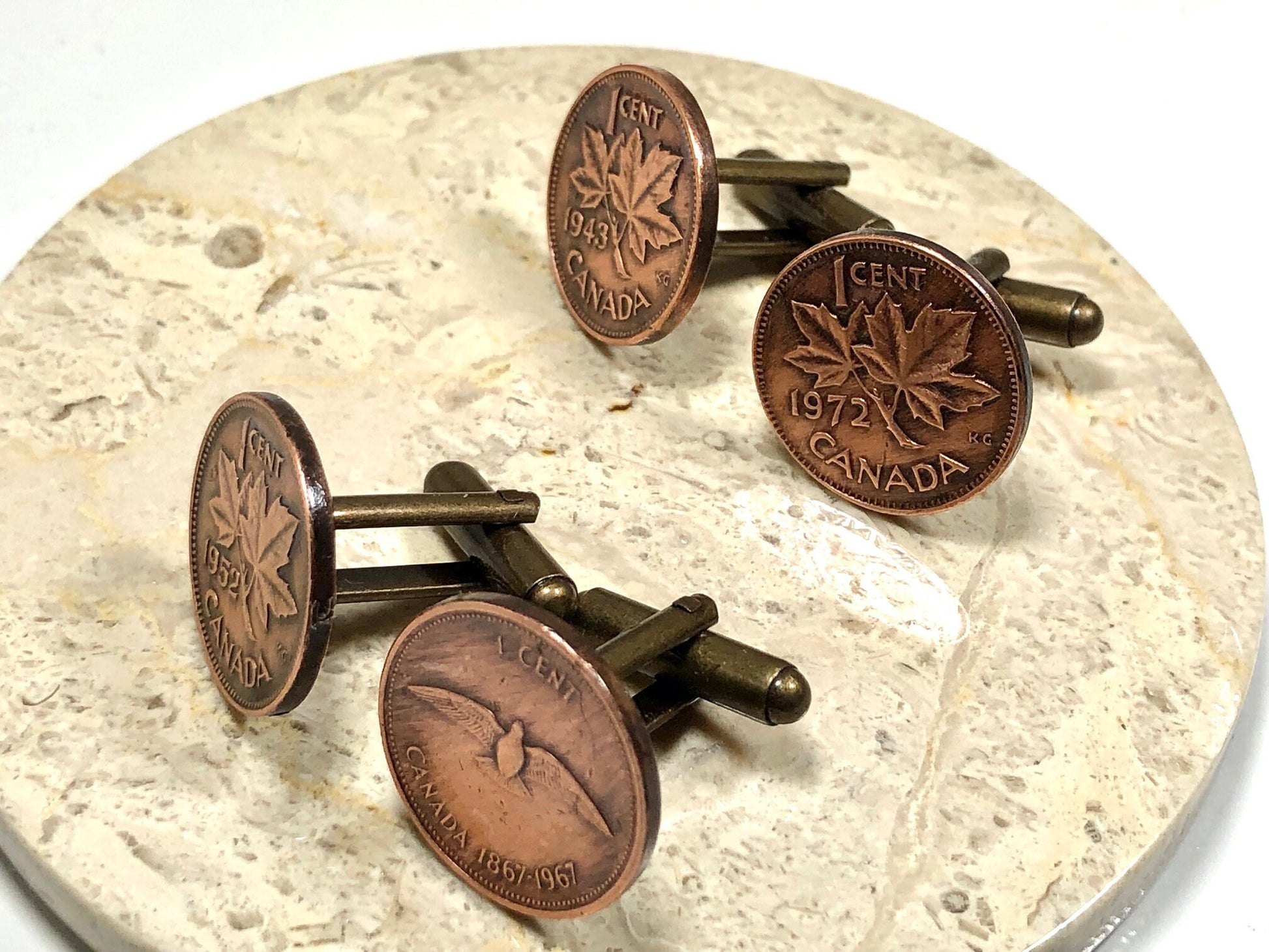 Canada Penny Coin Cuff Links Canada Cent Cufflinks Personal Vintage Handmade Jewelry Gift Friend Charm For Him Her World Coin Collector
