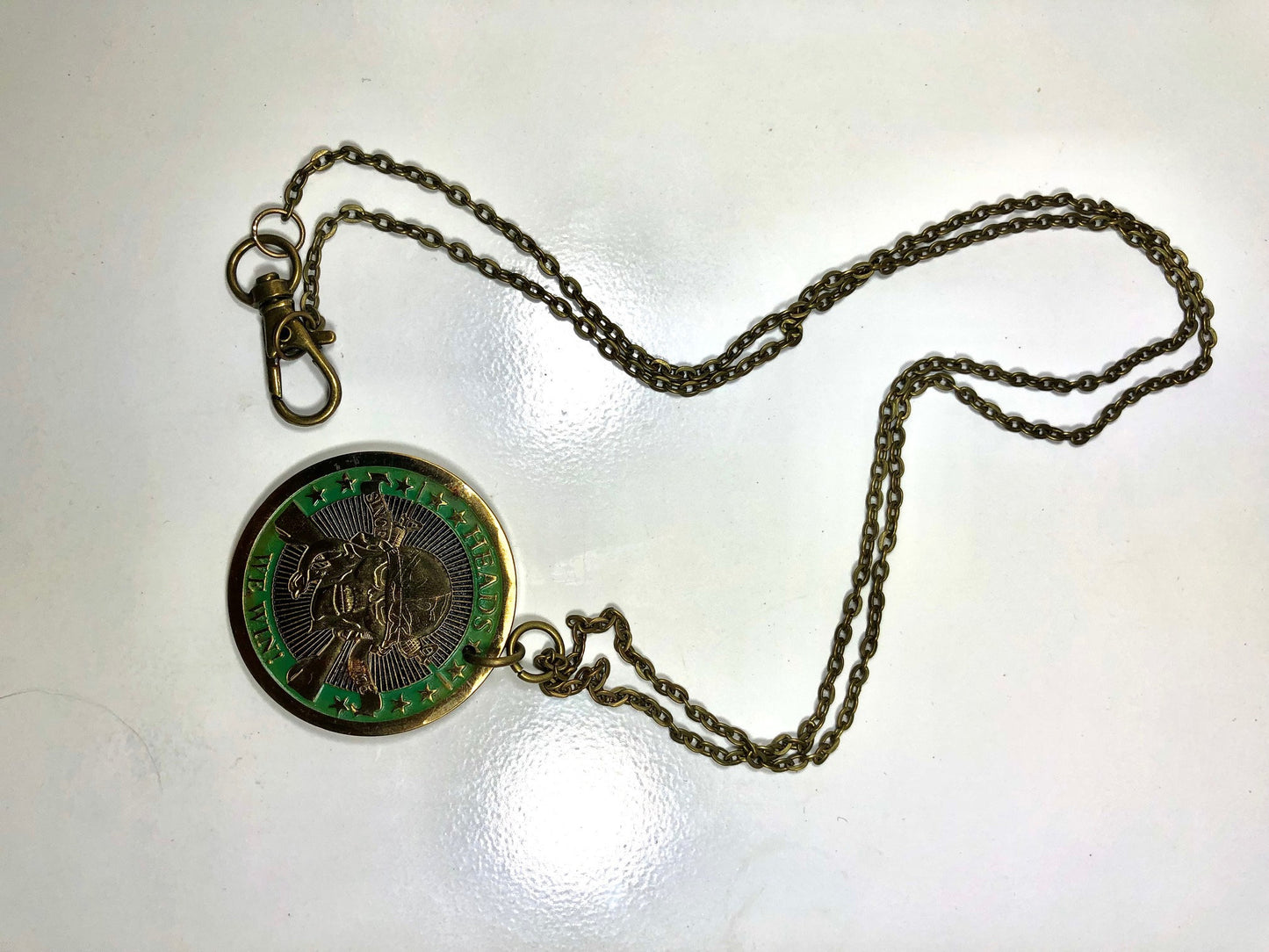 Heads We Win Medallion Coin Necklace Tails You Lose Rare Find Vintage Limited Supply - Great Conversational Item