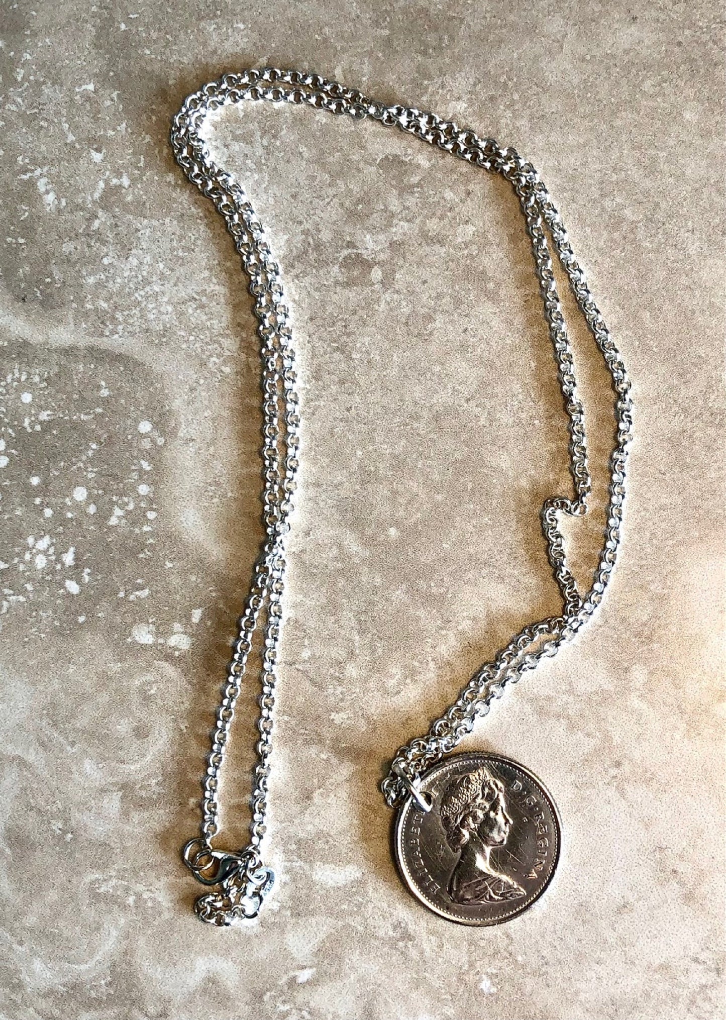 Canadian Dime Coin Pendant Necklace Canada 1967 Silver 10 Cents Custom Made Vintage and Rare coins - Coin Enthusiast - Fashion Accessory.