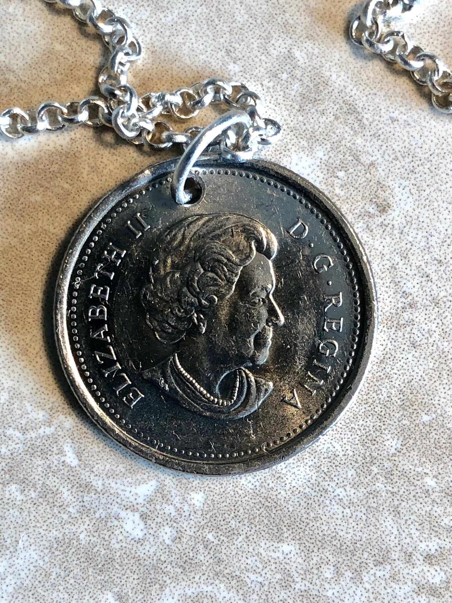 Canadian Quarter Coin Pendant Necklace Canada 2010 25 Cents Poppy Custom Made Vintage and Rare coins - Coin Enthusiast - Fashion Accessory