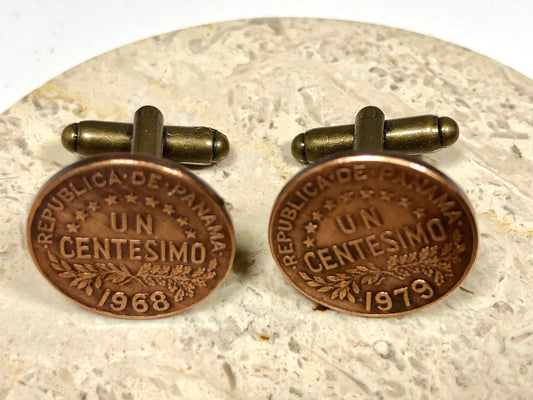 Panama Coin Cuff Links Panamanian Panama Un Centesimo Custom Made Vintage and Rare coins - Cufflinks Coin Enthusiast -Suit and Tie Accessory