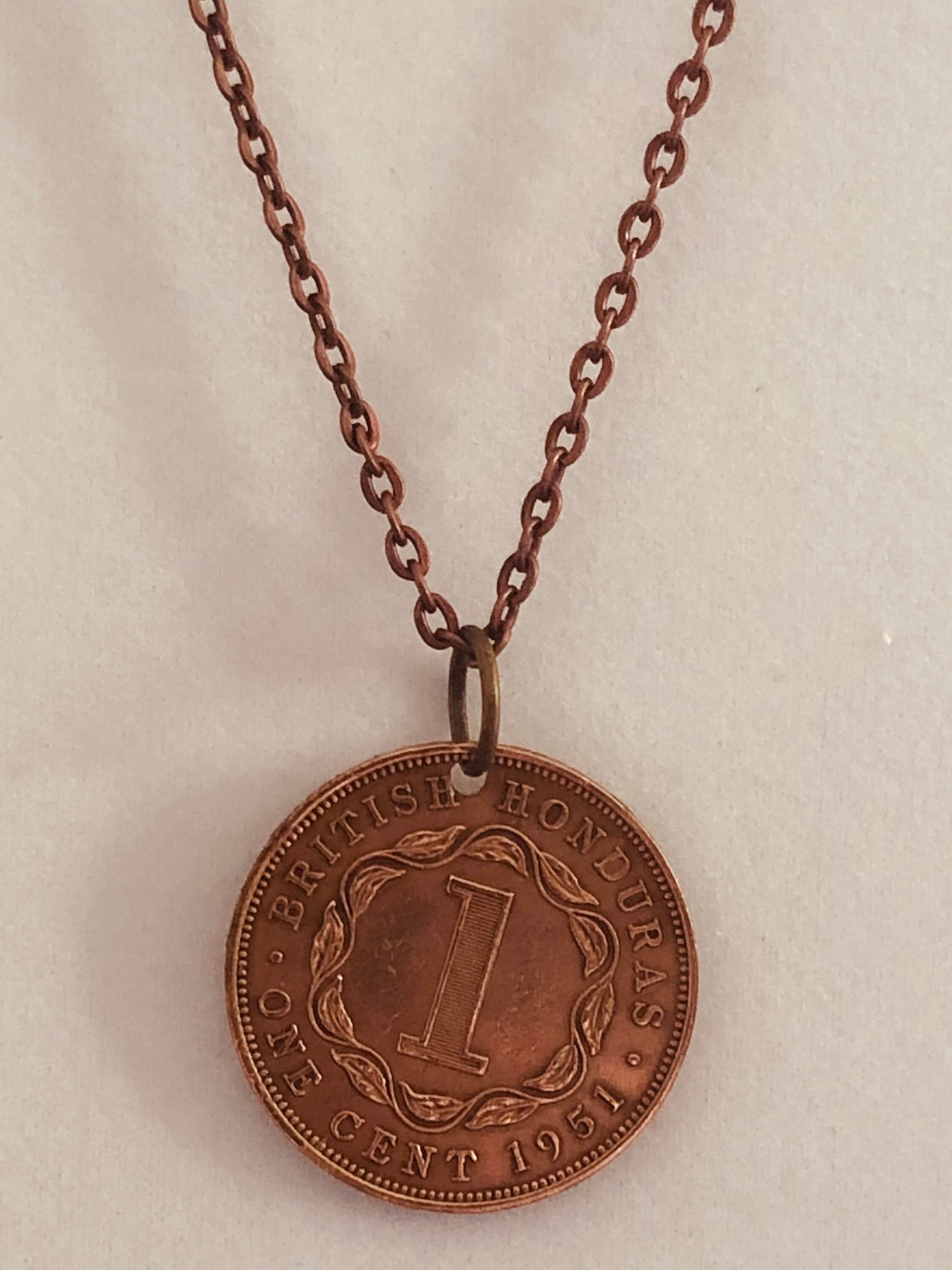 British Honduras 1951 Coin Pendant Necklace One Cent Custom Personal Handmade Jewelry Gift Friend Charm For Him Her World Coin Collector