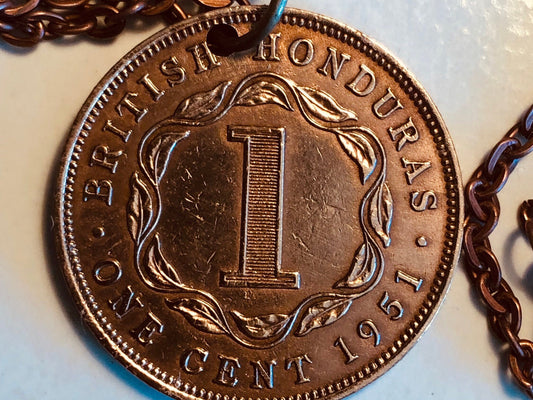 British Honduras 1951 Coin Pendant Necklace One Cent Custom Personal Handmade Jewelry Gift Friend Charm For Him Her World Coin Collector