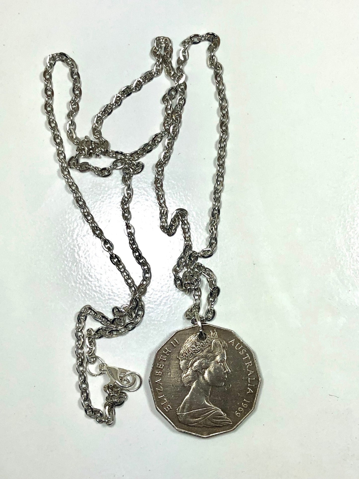 Australia Necklace Coin Australian 50 Cent Personal Necklace Old Vintage Handmade Jewelry Gift Friend Charm For Him Her World Coin Collector